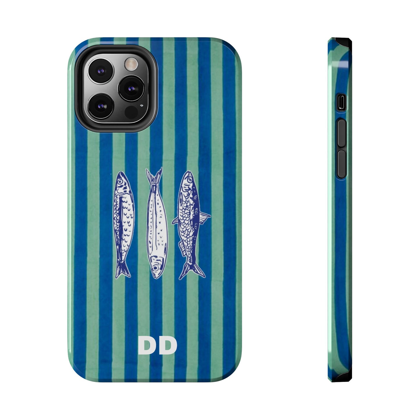 Sardine Phone Case in Turquoise & Blue Stripe