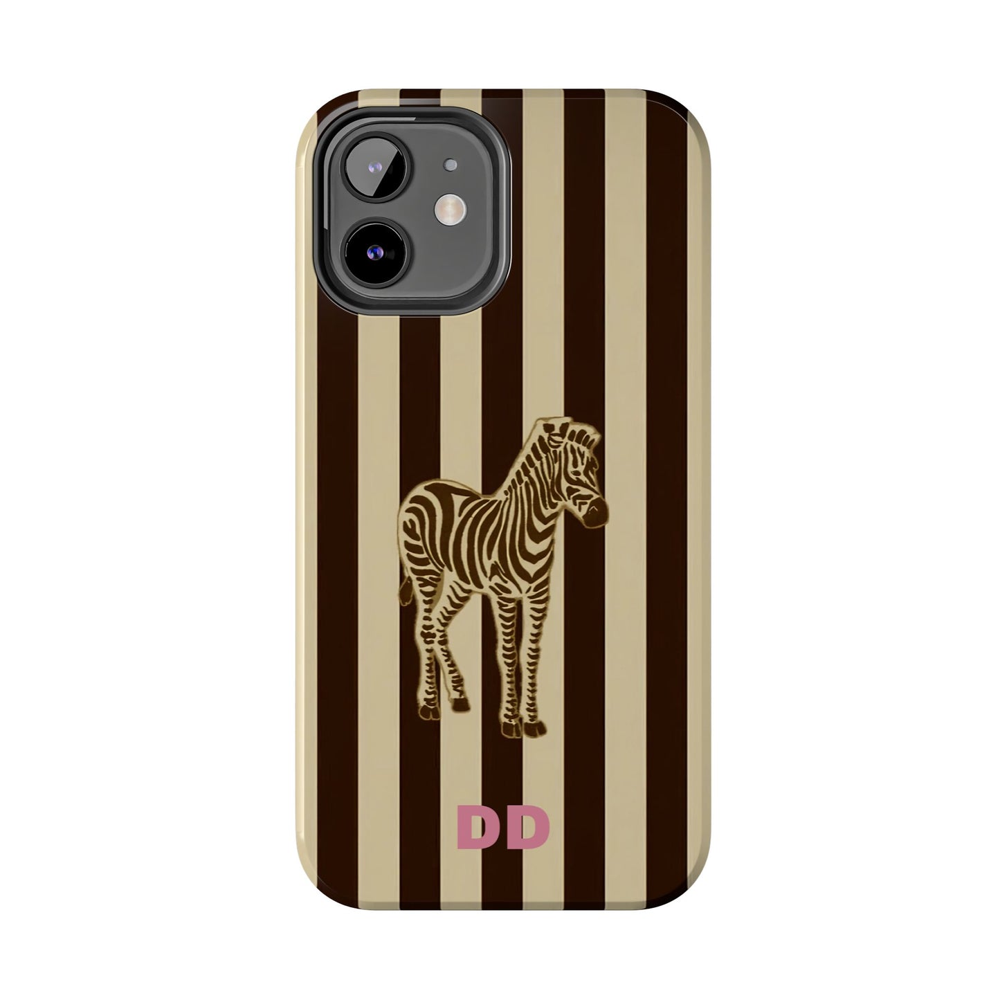 Zebra Phone Case in Chestnut & Crème Stripe