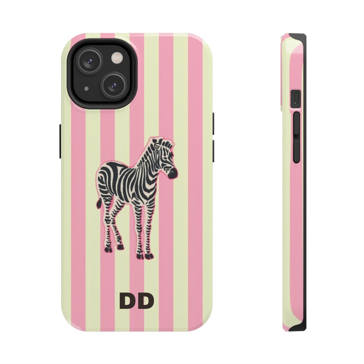 Zebra Phone Case in Pink & Crème Stripe