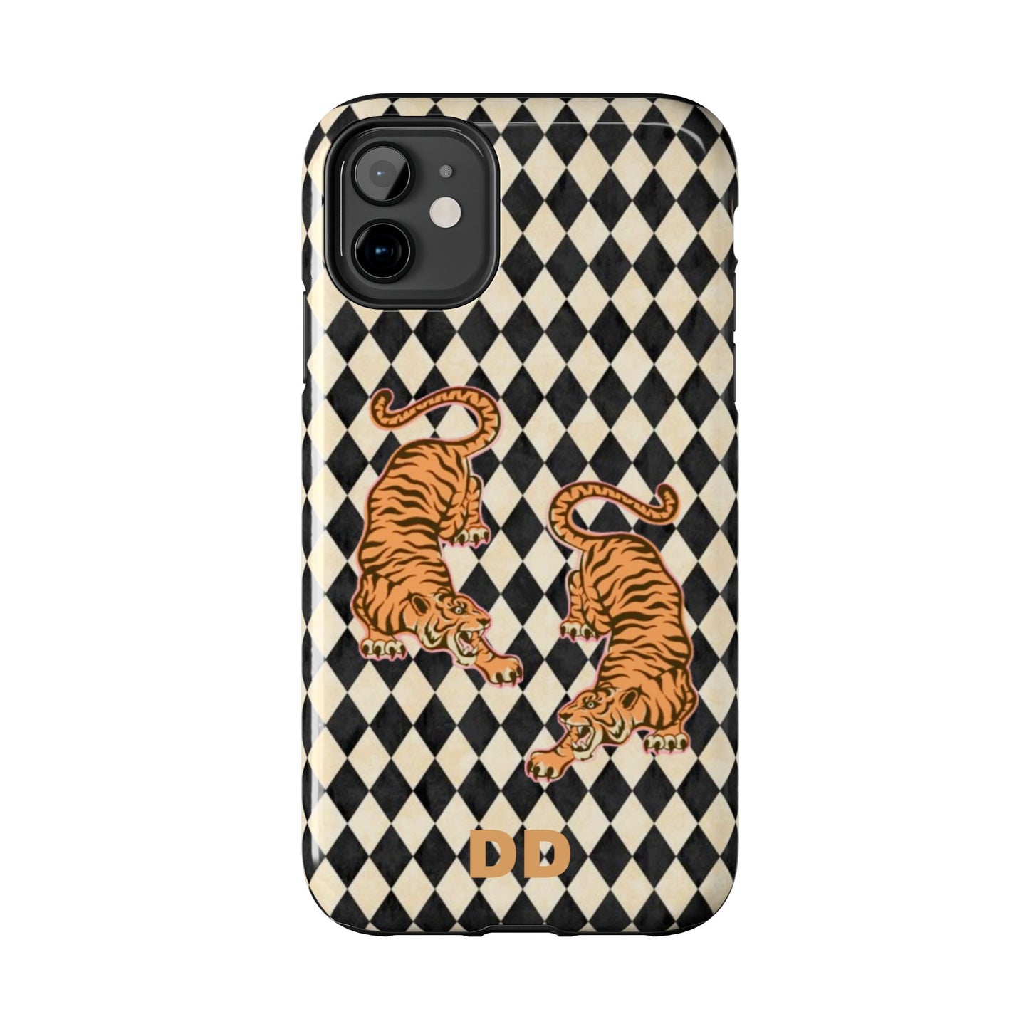 Tigress Phone Case in Black & White Diamonds
