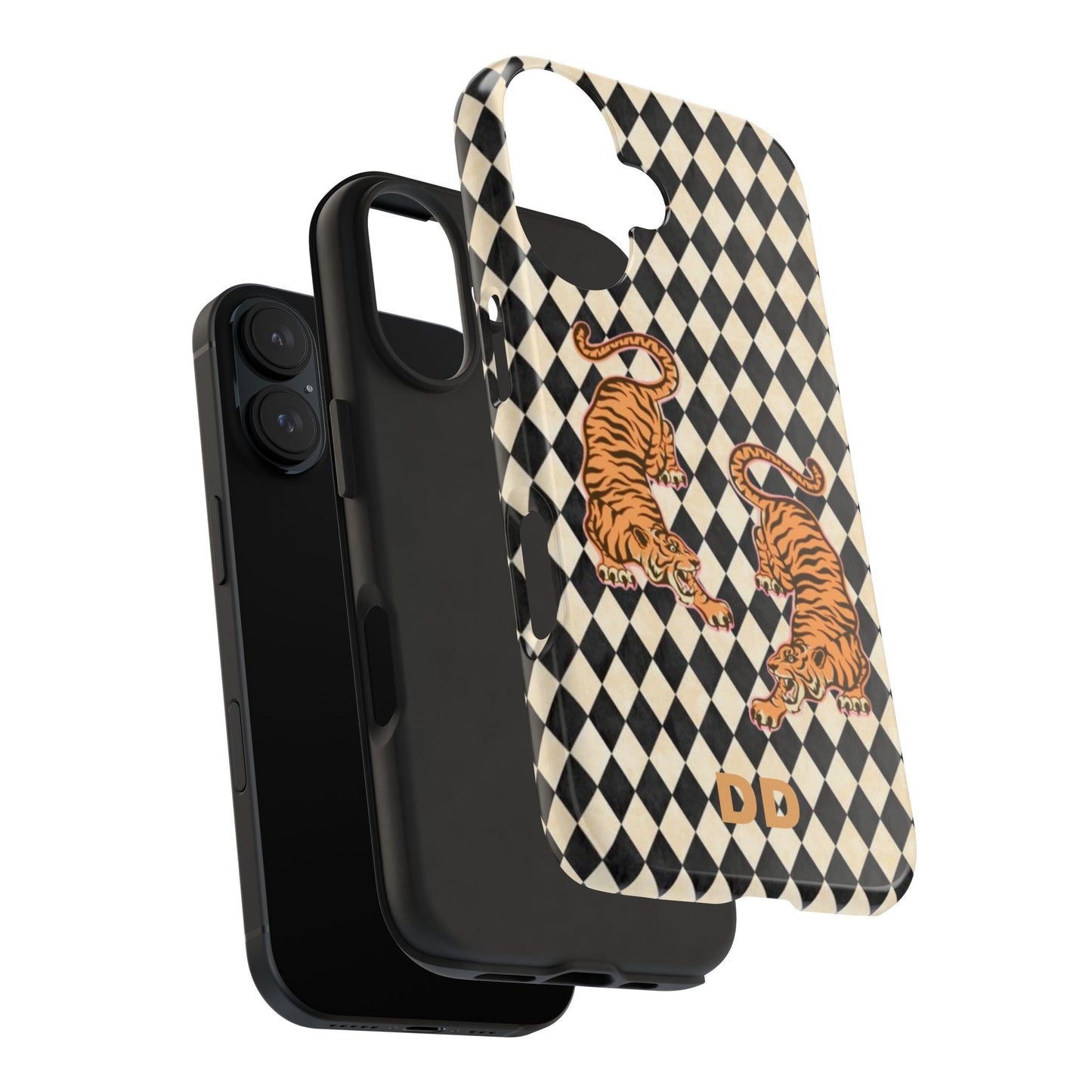 Tigress Phone Case in Black & White Diamonds