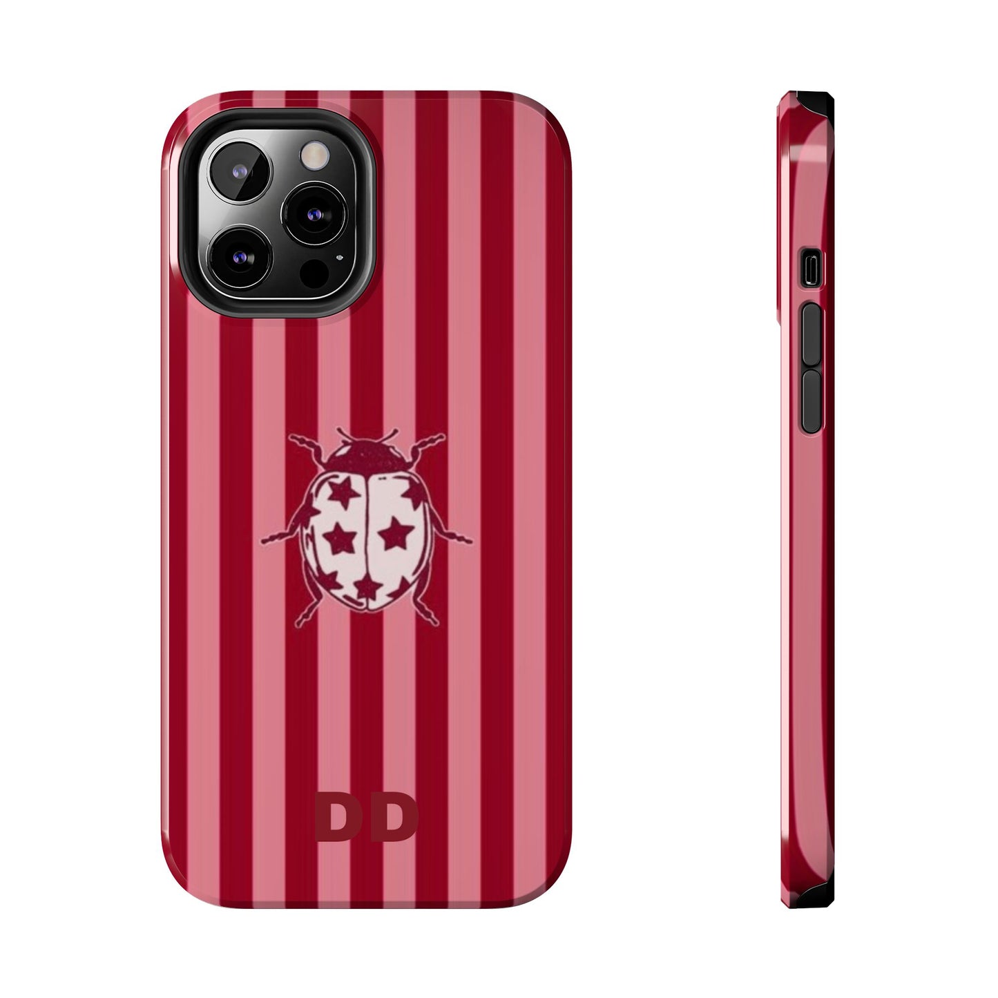 Ladybug Phone Case in Red & Pink Stripe