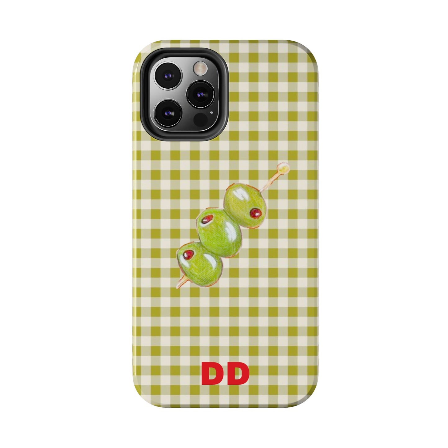 Olive Phone Case in Pear Green Checker