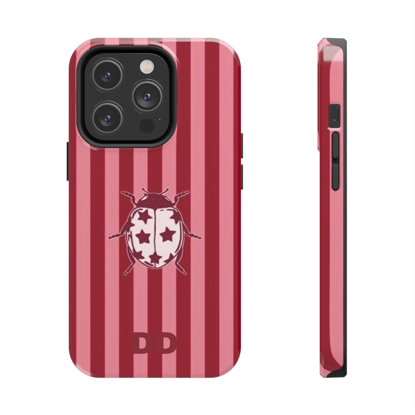 Ladybug Phone Case in Red & Pink Stripe