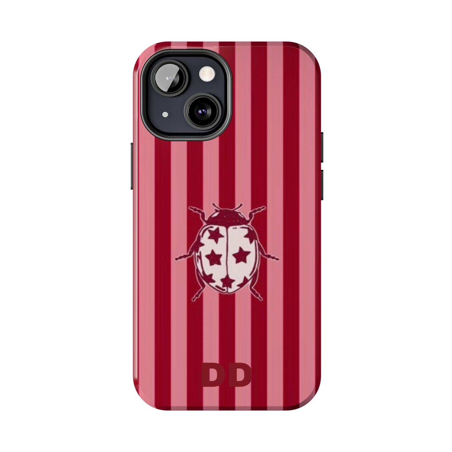 Ladybug Phone Case in Red & Pink Stripe