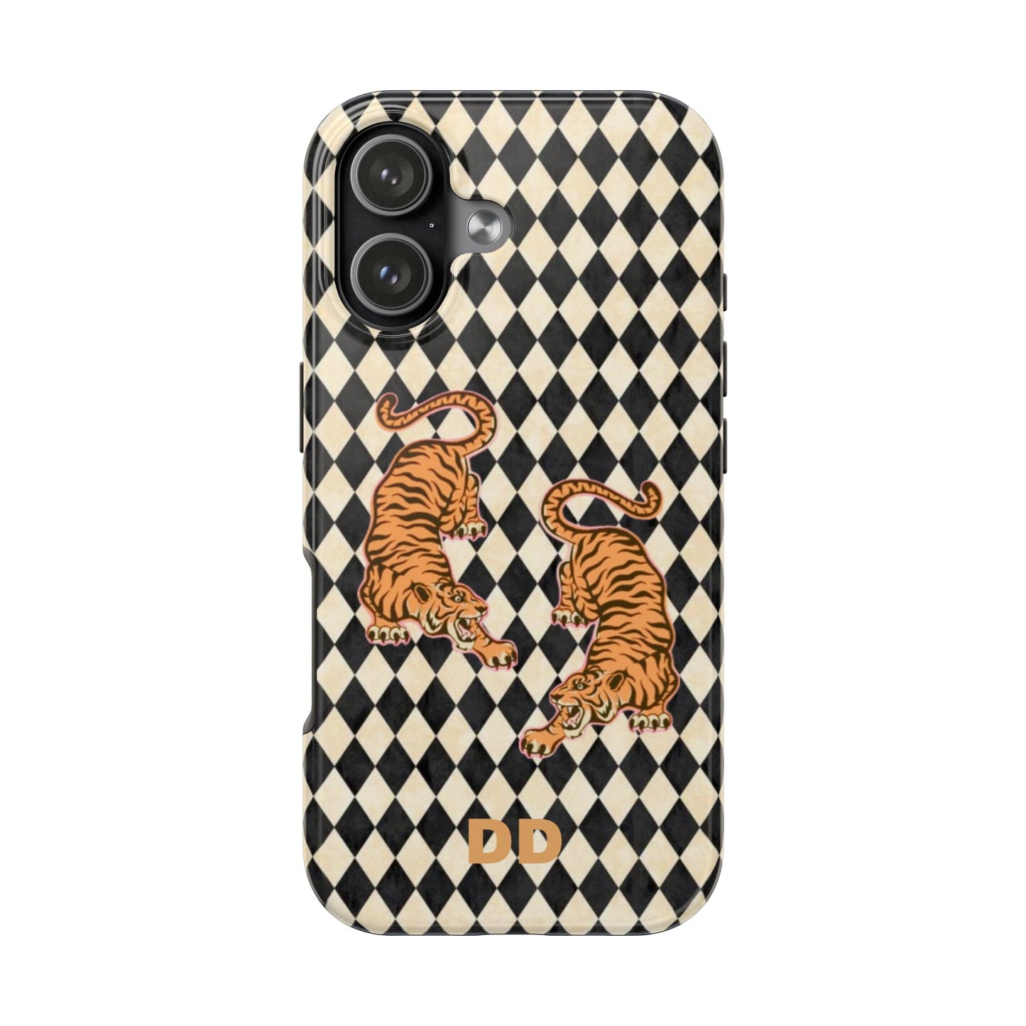 Tigress Phone Case in Black & White Diamonds