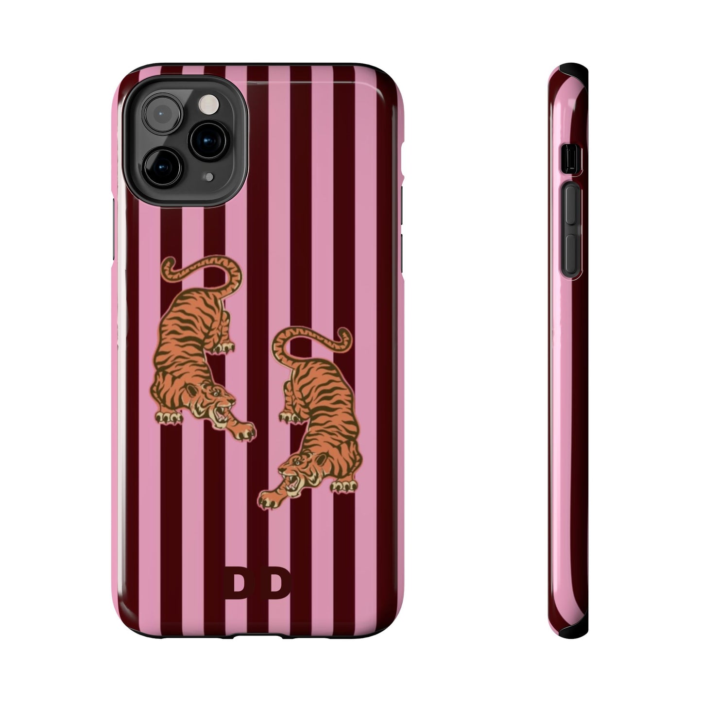 Tigress Phone Case in Burgundy & Pink