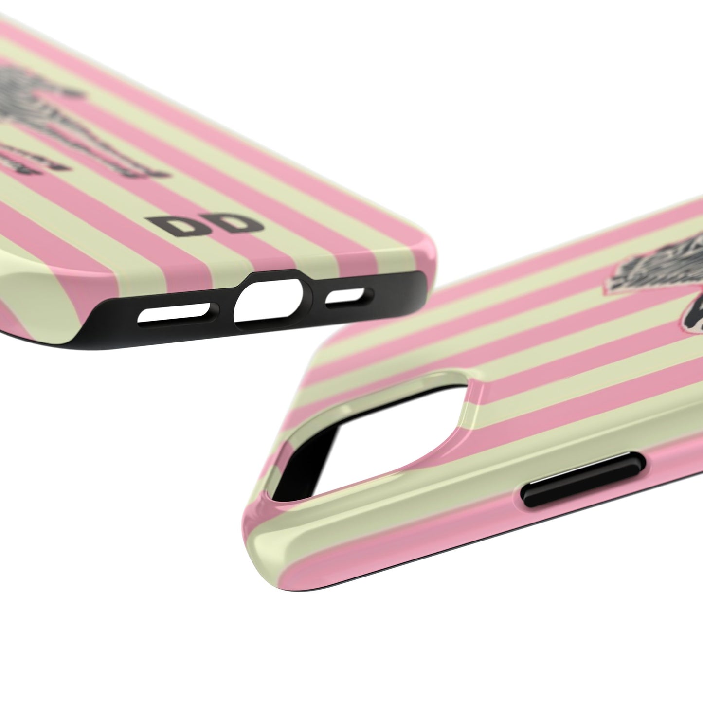 Zebra Phone Case in Pink & Crème Stripe