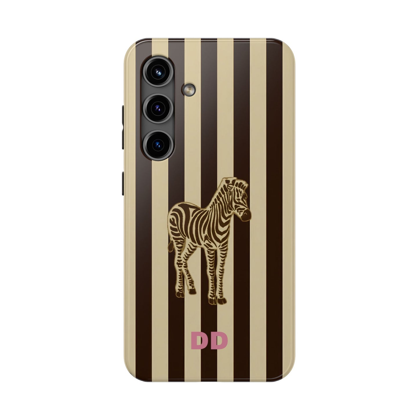 Zebra Phone Case in Chestnut & Crème Stripe