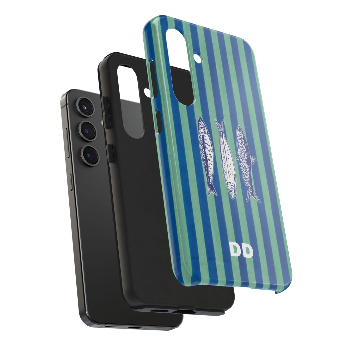 Sardine Phone Case in Turquoise & Blue Stripe
