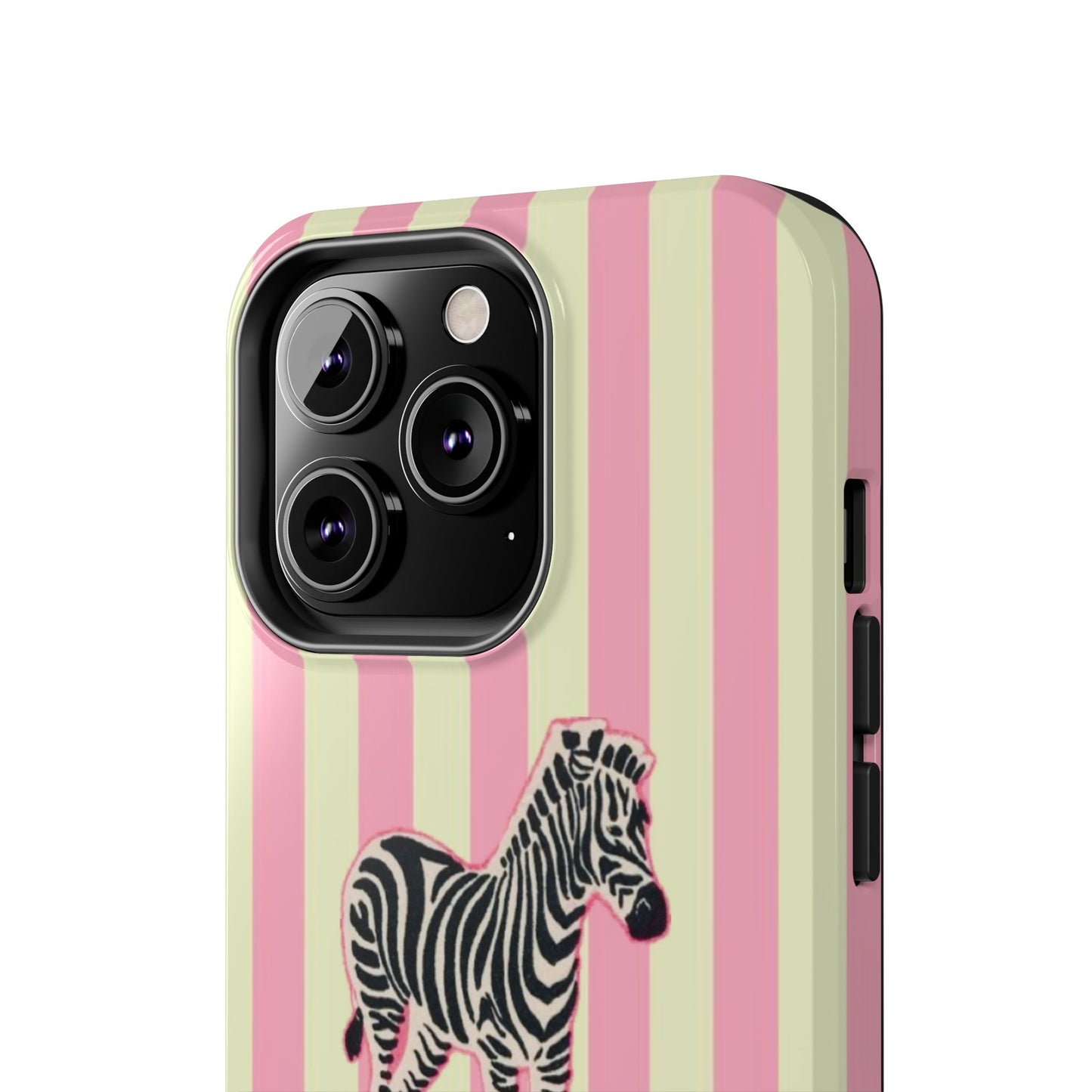 Zebra Phone Case in Pink & Crème Stripe