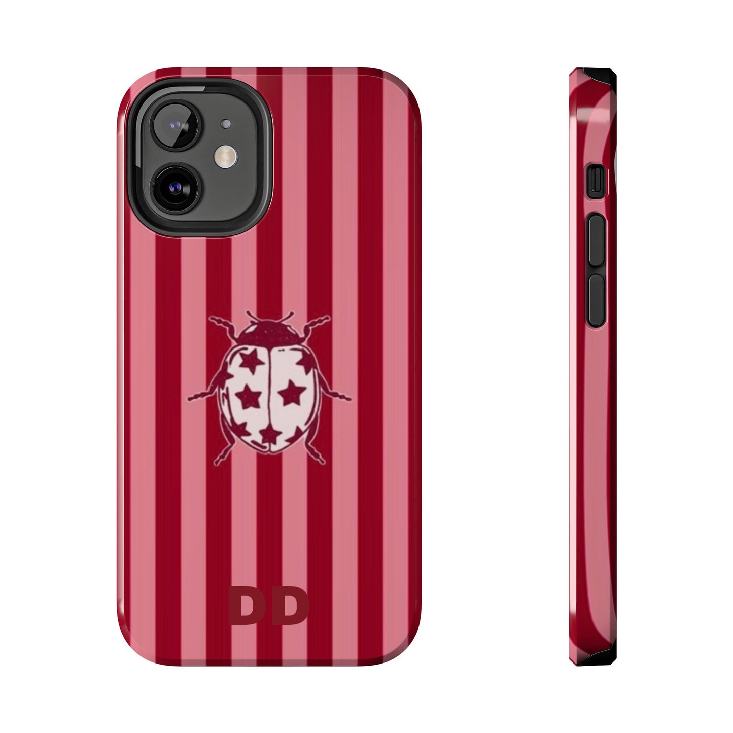 Ladybug Phone Case in Red & Pink Stripe