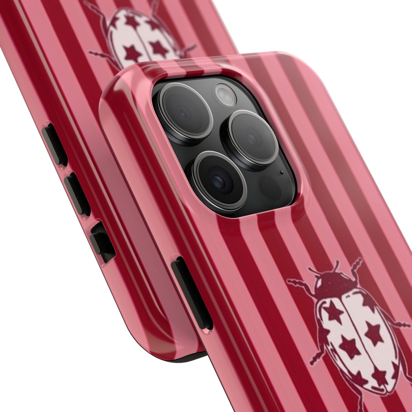 Ladybug Phone Case in Red & Pink Stripe