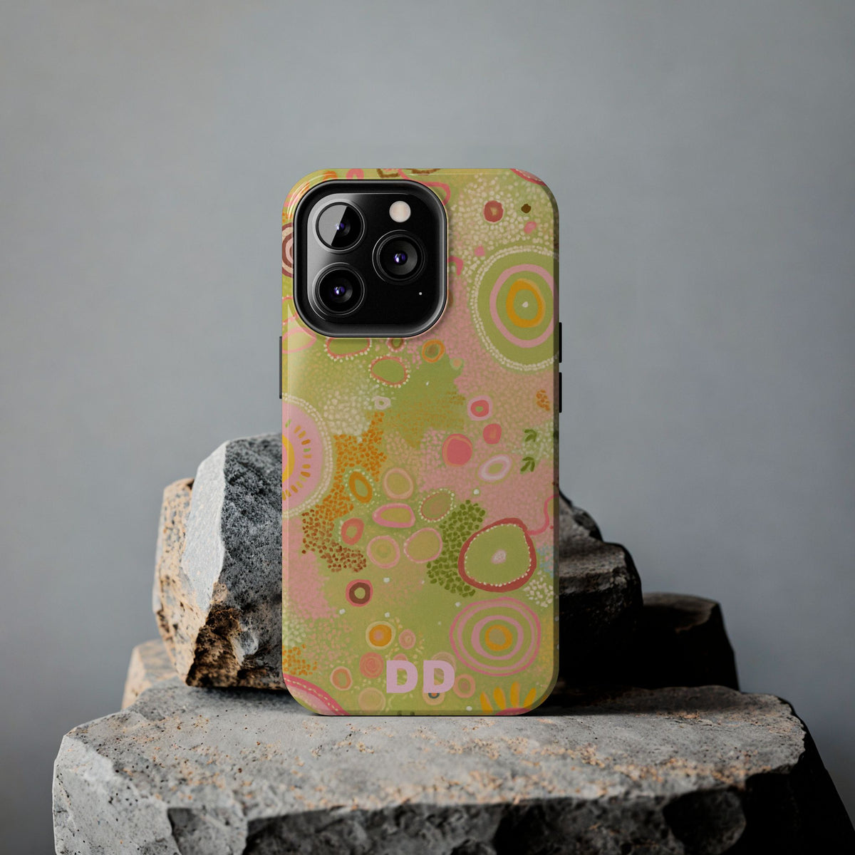 Lillie Green Phone Case — Pink Green Pastel Pressed Floral Botanical Design, view 64 — MagSafe Compatible | Digital Divas