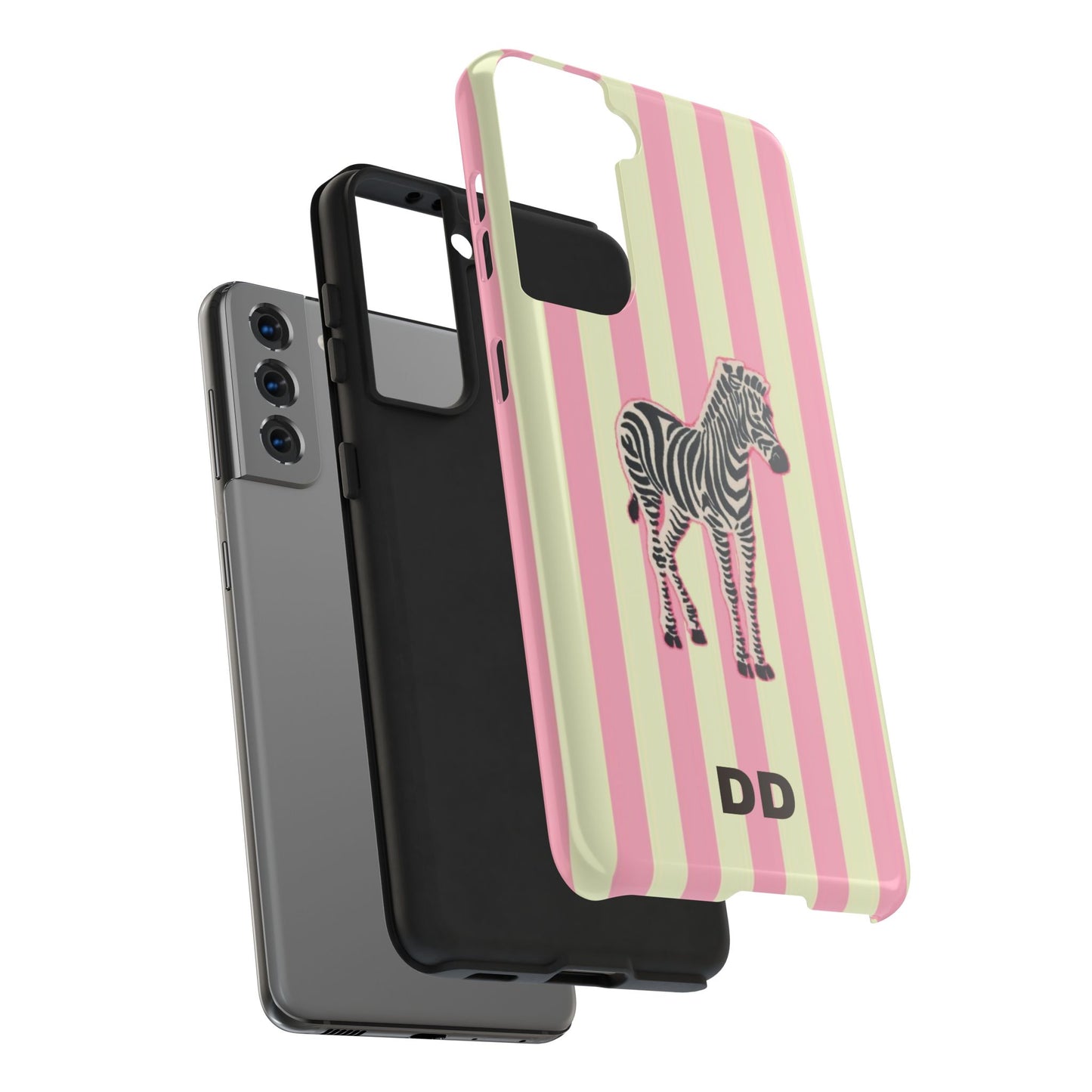 Zebra Phone Case in Pink & Crème Stripe