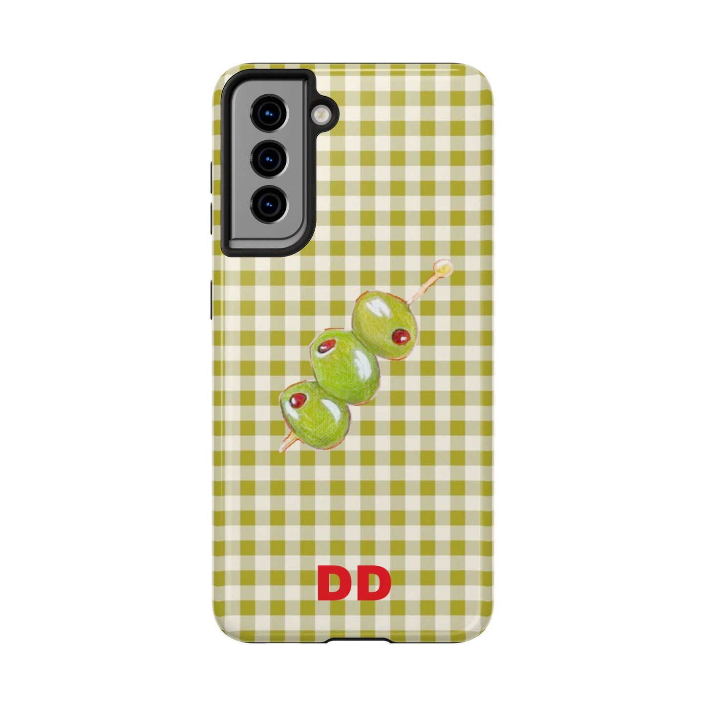 Olive Phone Case in Pear Green Checker