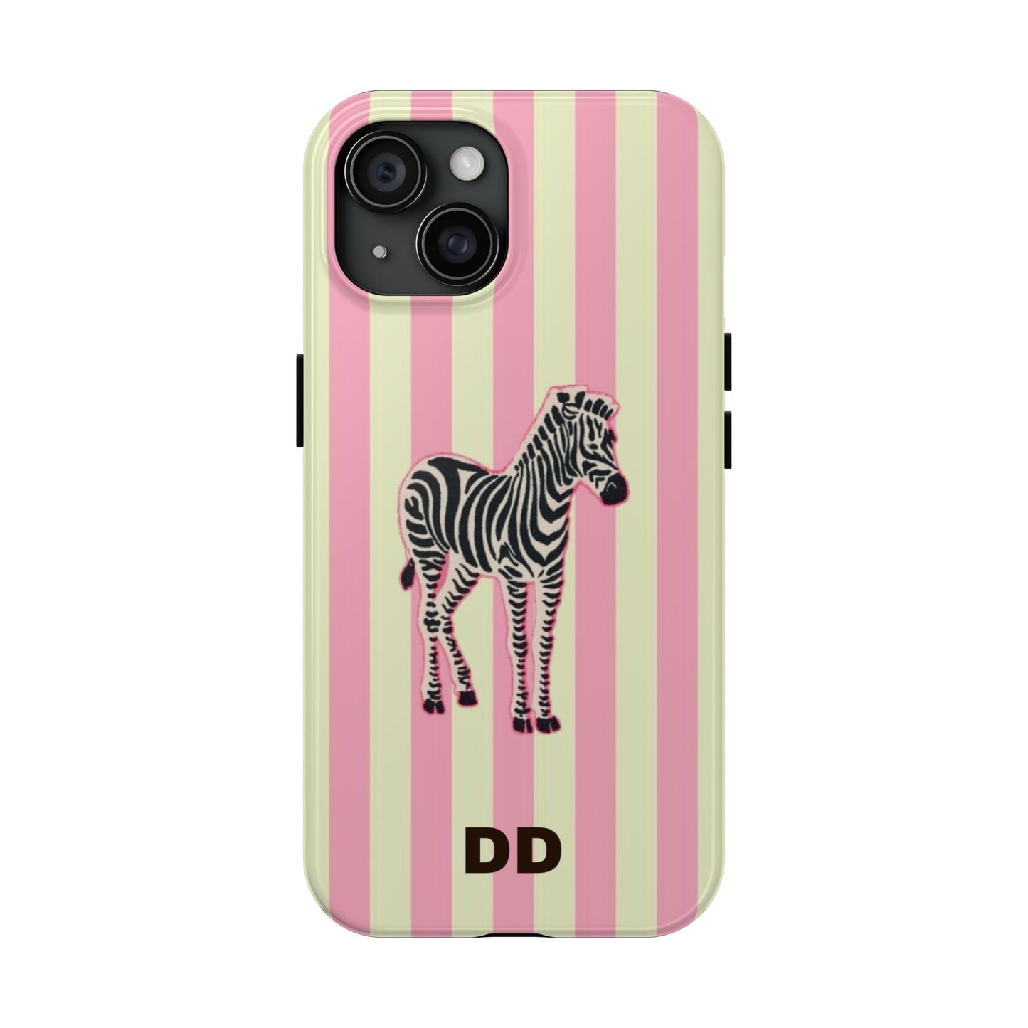Zebra Phone Case in Pink & Crème Stripe