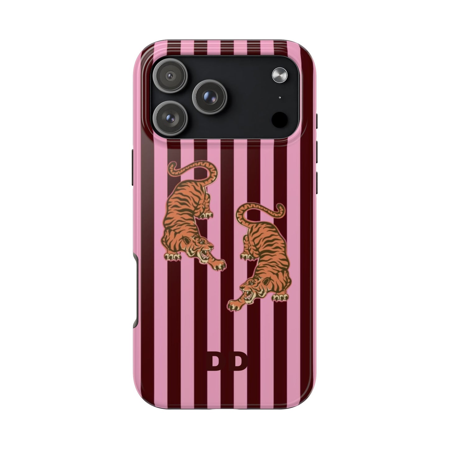 Tigress Phone Case in Burgundy & Pink